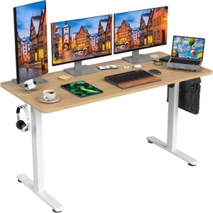 SEVOBAL Desks Adjustable Height Standing Desk with Splice Board, Comfortable and Relaxing Home Office Desk for Officer, Student, Beige, 24"*55"*27.5" - 1 of 4