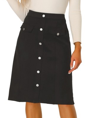 INSPIRE CHIC Women's High Waist Faux Suede Knee Length A-Line Skirts