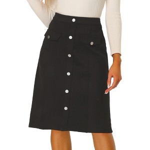 INSPIRE CHIC Women's High Waist Faux Suede Knee Length A-Line Skirts - 1 of 4