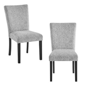 HomeRoots Set of Two Light Gray and Black Upholstered Fabric And Wood Dining Side Chairs - 1 of 4