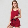 Anna-Kaci Lounge Women's Cami and Shorts Pajama Set with Contrast Trim and Adjustable Waist Tie - 3 of 4