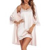 Ekouaer Sleepwear Women's Satin Nightgown with Robes Set 2 Piece Sexy Lace Cami Nightwear - 3 of 4