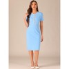Allegra K Women's Work Business Round Neck Tweed Trim Short Sleeve Sheath Dress - 4 of 4