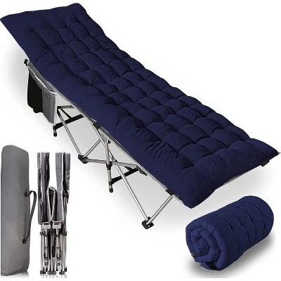 Zone Tech Outdoor Folding Camping Cot and Blue Cot Pad for Travel Portable  Kids and Adults Cot with Pocket and Cushion