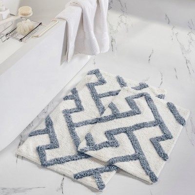 Modern Threads 2 Pack Chenille Noodle Bath Rug, Blue : Target