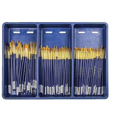 Royal Brush Waterproof Standard Golden Taklon Hardwood Handle Paint Brush Combo pk, Assorted Size, Blue, set of 144