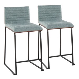 Set of 2 Mason-Mara Counter Height Barstools Black/Walnut/Green - LumiSource - 1 of 4