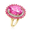 Ross-Simons 8.25 Carat Pink Topaz and .90 ct. t.w. Ruby Cocktail Ring With .19 ct. t.w. Diamonds in 14kt Yellow Gold - 3 of 4