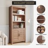 5 Tier Bookshelf with Doors, 71 Inch Tall Wood Farmhouse Bookcase, Space Saving Display Storage Cabinet Accent Cabinet for Living Room Bedroom - 4 of 4