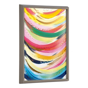 18" x 24" Blake Brushstroke 117 by Jessi Raulet of Ettavee Framed Printed Glass Gray - Kate & Laurel All Things Decor - 1 of 4
