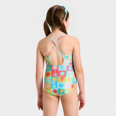 Cat & Jack Girls' Tropical Checker Swimwear Set - Cat & Jack™ M — фото 2
