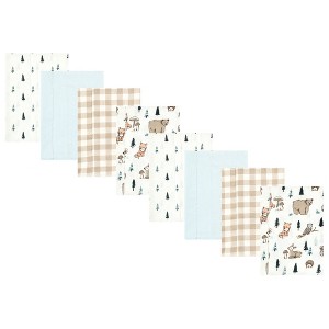 Hudson Baby Boys Cotton Poly Flannel Burp Cloths 8-Pack, One Size - 1 of 4