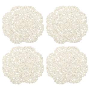 Unique Bargains Cotton Embroidered Lace Vintage Coasters 4 Pcs 3.94" - 1 of 4