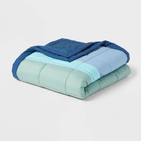 Twin twin Extra Long Down Alt Blanket Blue Colorblock Room Essentials Reversible Woven 180 Thread Count Target