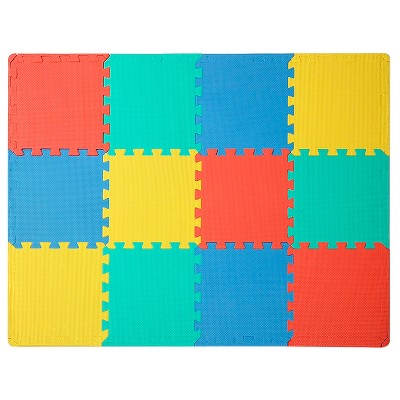 Multicolor Foam Interlocking Puzzle Floor Mat with Borders