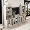 FUFU&GAGA Large Entertainment Center Tempered Glass Door Storage Cabinet Modular TV Console Gray - 3 of 4