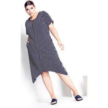 Women's Plus Size  Zena Stripe Dress - navy | REFINITY