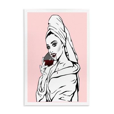 Stupell Industries Pink Vampire Fashionista Drinking Wine Wall Plaque Art