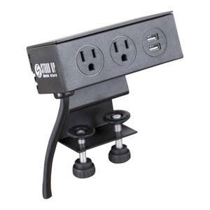 Stand Up Desk Store DeskPower Desktop Charging Station with 2 Port USB and AC Outlets and 10 Foot Extension Cord (Black) - 1 of 4