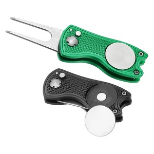 Unique Bargains Foldable Metal Magnetic Ball Marker Golf Divot Repair Tool 2 Pcs - 1 of 4