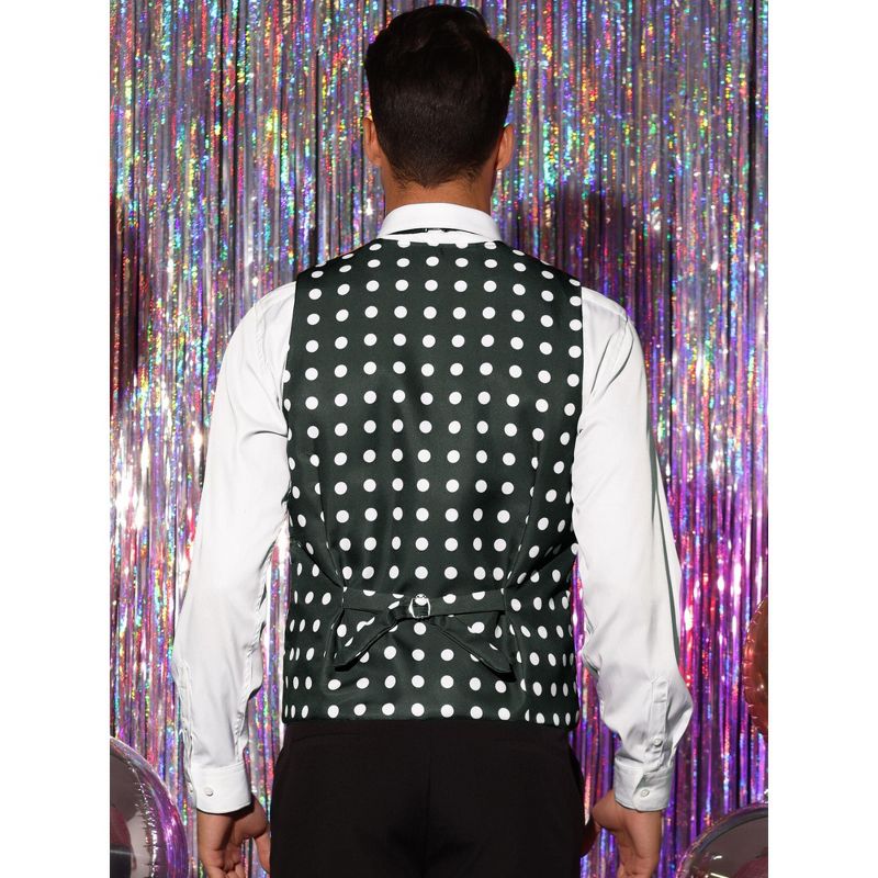 Lars Amadeus Men's Slim Fit V-Neck Sleeveless Polka Dots Pattern Vest, 3 of 6