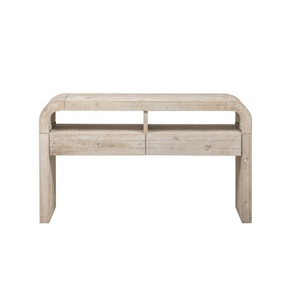 VYNXARIA Console Tables - 52in Natural Wood Wash Entryway Table with Curved Design, Retro Sofa Table with Storage