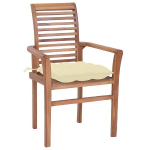 vidaXL Dining Chair Set of 4 Teak, Cream White Cushion - 1 of 4