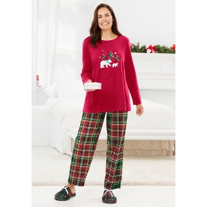 Dreams & Co. Petite Long Sleeve Knit PJ Set - 1 of 4