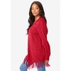 Roaman's Women's Plus Size Fringed Cable Knit Sweater - 4 of 4