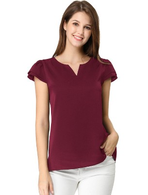 INSPIRE CHIC Women's Work Business Casual Plain Cap Sleeve Blouse