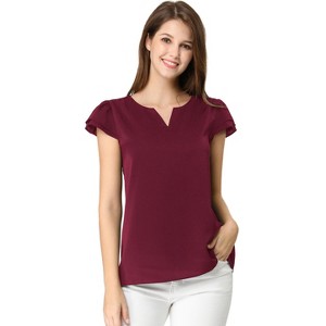 INSPIRE CHIC Women's Work Business Casual Plain Cap Sleeve Blouse - 1 of 4