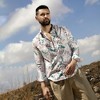 Campus Sutra Men Men's Moon Grey & Sea Green Fluid Marble Shirt - 2 of 3