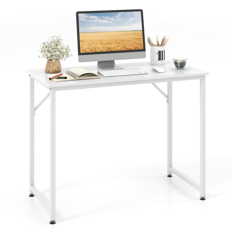 Costway Computer Laptop Desk Heavy Duty Metal Frame Writing Desk Home PC Office Desk with Adjustable Foot Pads, 1 of 8