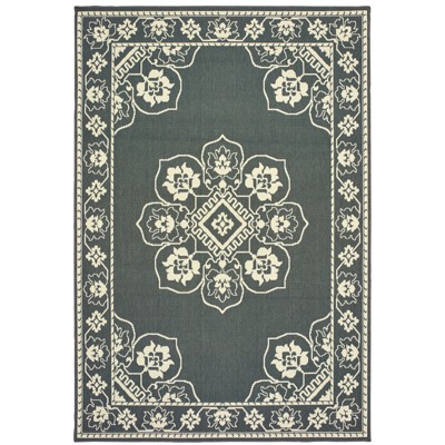 Oriental Weavers Marina 7764E Grey/ Ivory Indoor/Outdoor Area Rug - 1'9" x 3'9"