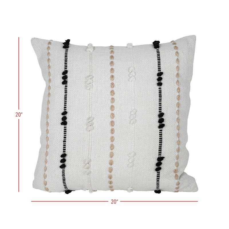 20X20 Inch Hand Woven Multi Stripe Outdoor Pillow White Polyester With Polyester Fill by Foreside Home & Garden, 5 of 6