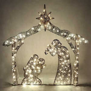 Joyfy 5 FT Christmas Nativity Scene Yard Light with 160 LEDs for Xmas Outdoor Garden Holiday Decor, Christmas Event Decoration, Christmas Eve Night - 1 of 4