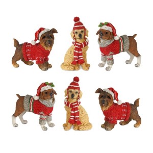 Holiday Dog Figurine Set Hand-Painted Winter Accessories – 6pc by Melrose - 1 of 3