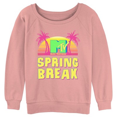 Junior s Women Mtv Retro Spring Break Sweatshirt Desert Pink