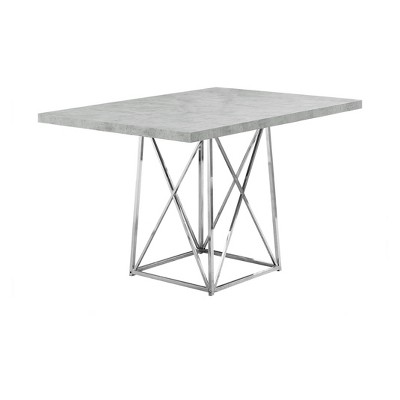 36" X 48" Dining Table Chrome Metal Cement Gray - EveryRoom