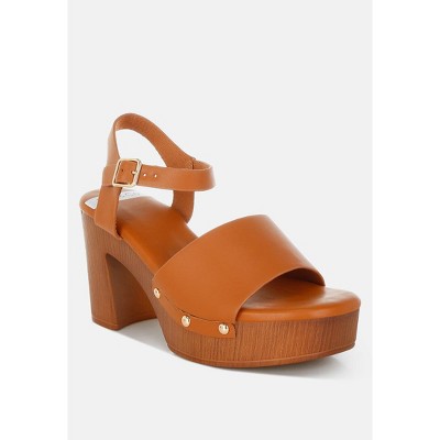 Sawor Recycled Leather High Block Sandals - image 4