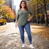 Agnes Orinda Women's Plus Size V-Neck Long Sleeve Basic Ribbed Pitted Brushed Casual Tunic Blouses - 3 of 4