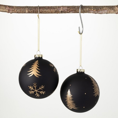 4H Sullivans Night Sky Ball Ornament - Set of 2, Black Christmas Ornaments