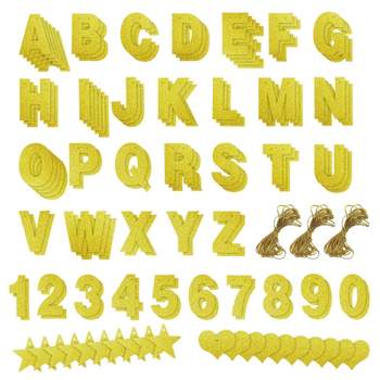 130 Piece DIY Gold Glitter Make Your Own Banner Kit with Letters, Numbers,  and Symbols (5 Inch Letters)