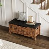 Storage Chest, Storage Trunk with Cushion Seat, 2 Safety Hinges, Storage Bench, Wooden Storage Organizer, Shoe Bench  Easy Assembly - 3 of 4