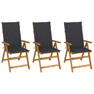 vidaXL Garden Chair Set of 3 Anthracite Solid Acacia wood Standard - 1 of 4