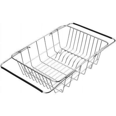 LunaLulinlk Stainless Steel Dish Drainer Plate Rack, Extendable Dish Drying Rack Basket for Fruits Vegetables Pots Bowls Plates and Kitchen Utensils