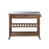 Sonoma Kitchen Cart with Stainless Steel Top Wire Brush Barnwood Brown - Boraam: Mid-Century Modern, 2 Drawers, 2 Shelves - 2 of 4