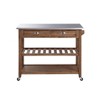 Sonoma Kitchen Cart With Stainless Steel Top Wire Brush Barnwood Brown ...