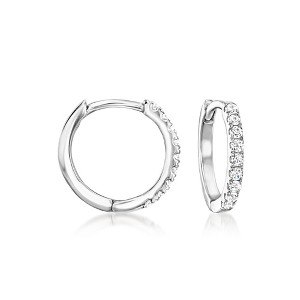 Pure Collection by Ross-Simons 0.15 ct. t.w. Diamond Charm-Compatible Huggie Hoop Earrings in Sterling Silver - 1 of 4