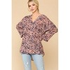 Slickblue Animal Print Button Down Shirt, Women's Blouse, Lapel Collar Style, Cream Mix, S - 2 of 4